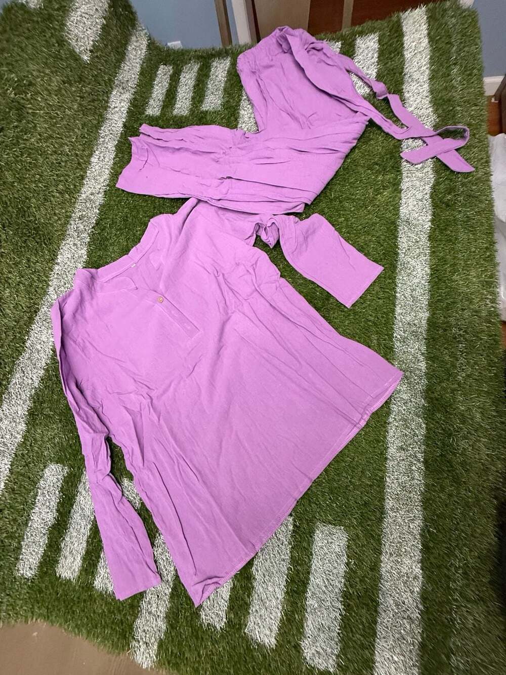 Purple Long Sleeve Henly Top and Matching Tie Pants Lounge Set Size 2XL